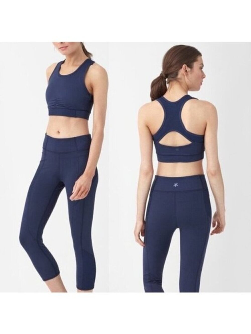 Splendid NWT Yoga High Neck Sports Bra Size Small in Academy Navy MSRP $68